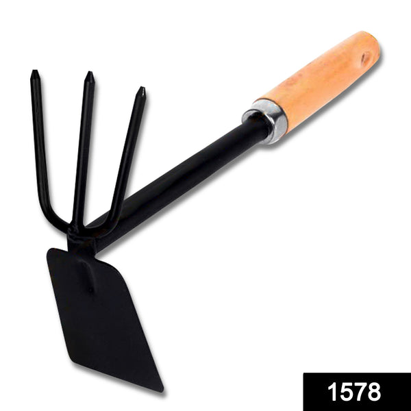 1578 2 in 1 Double Hoe Gardening Tool with Wooden Handle 