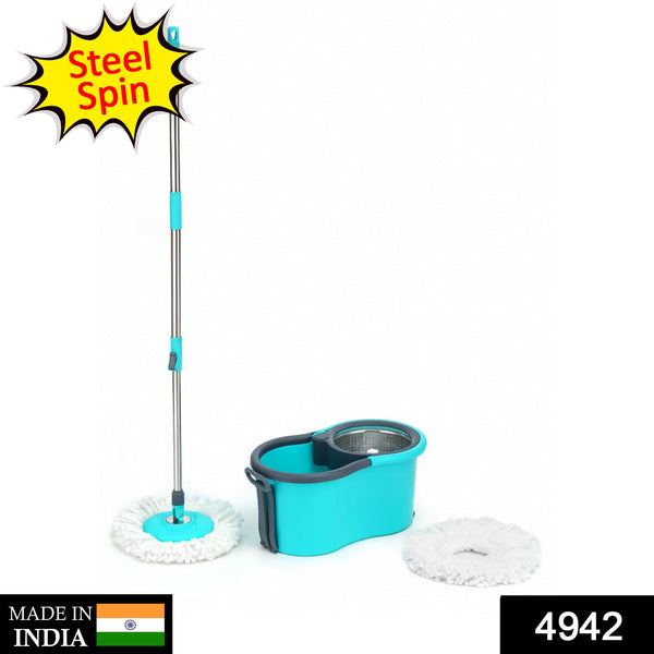 4942 Quick Spin Mop With Steel Spin, Bucket Floor Cleaning, Easy Wheels & Big Bucket, Floor Cleaning Mop with Bucket 