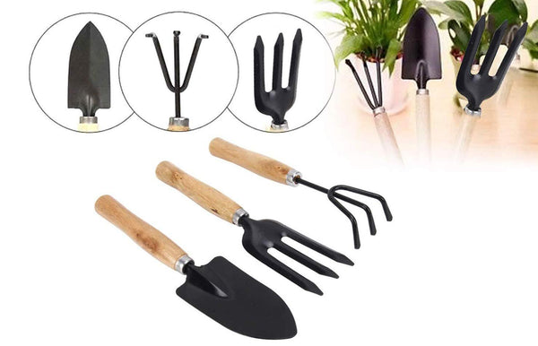 542 Gardening Tools - Hand Cultivator, Small Trowel, Garden Fork (Set of 3) 