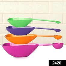 2420 Plastic Double Side Measuring Cups and Spoons for Kitchen (Pack of 4) 