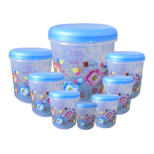 2448 Air Tight Plastic Transparent Container Set (10000ml, 7000ml, 5000ml, 3000ml, 2000ml, 1000ml, 750ml, 500ml) 