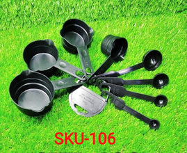 106 Plastic Measuring Cups and Spoons (8 Pcs, Black) aashopy