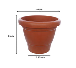 0839 Garden Heavy Plastic Planter Pot/Gamla 6 inch (Brown, Pack of 1, Small) 